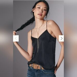 Anthropologie Eloise Pink  Lace-Trim Silk Cami Size XS